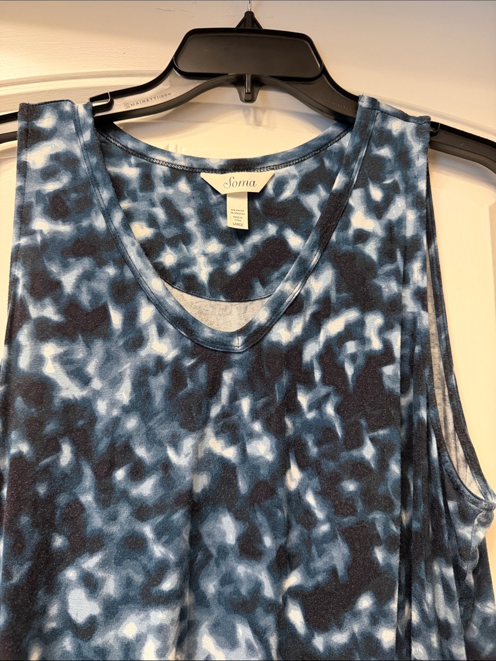 Soma Blue and White Tie-Dye Tank Top
